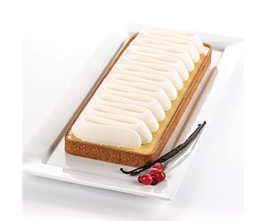 silikomart | KIT TARTE NOUVELLE VAGUE, Set avec anneau microperforé + tapis décoratif, anneau TPLUS 265 x 105 mm h 20 mm, moule décoratif en silicone 240 x 80 mm, h 24 mm, Made in Italy