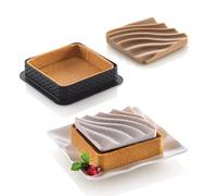 silikomart | Mini Tarte SAND Kit, 80 x 80 mm - 67 x 67 mm | Kit composition 6 Anneaux Microperforés Tplus+, 1 Moule en Silicone Platine, Tarte Decor, h 20 mm - h 15 mm, Made in Italy