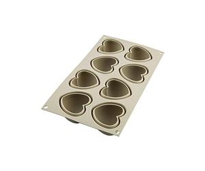 silikomart | Moule à gâteau en silicone CUORICINO, antiadhésif, 8 petits cœurs, Lot de 1 moule à gâteau, Design 3D, 65 x 65 h 39 mm, Volume 768 ml, Made in Italy, Gris