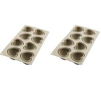 silikomart | Moule à gâteau en silicone CUORICINO, antiadhésif, 8 petits cœurs, Lot de 2 moule à gâteau, Design 3D, 65 x 65 h 39 mm, Volume 768 ml, Made in Italy, Gris