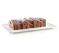 Moule à bûche 3D en silicone village enneigé Silikomart