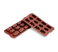 silikomart | SCG18 Moule en Silicone pour chocolats ROBOCHOC, antiadhésif, 12 chocolats, 3 formes, paquet de 1 Moule pour sucreries, Easy Choc, 39.5 x 26.7 mm - 37.7 x 27.6 mm - 33.6 x 29.7 mm, h 16 mm, Made in Italy