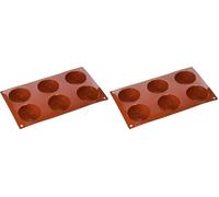 silikomart | SF002 Moule en silicone pour Monoportions SEMISFERA, anti-adhérent, 6 cavités, Lot de 2 Moule à gâteau, ø 70 h 35 mm, Made in Italy