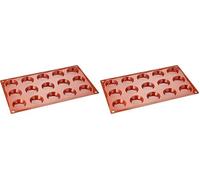 silikomart | SF013 Moule en Silicone pour TARTELLETTA Monoportions, antiadhésif, 15 cavités, Lot de 2 Moule à gâteau, Ø 45 h 10 mm, Made in Italy