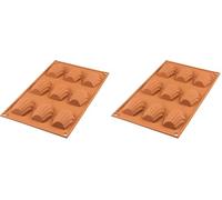 silikomart | SF032 Moule en Silicone pour Monoportions MADELEINE, antiadhésif, 9 Monoportions, Lot de 2 Moule à gâteau, 68 x 45 mm, h 17 mm, Made in Italy