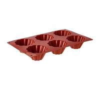Silikomart 20.034.00.0060 SF034 Moule Forme Brioche Cannelée 6 Cavités Silicone Terre Cuite, Marron