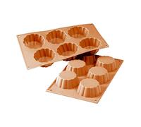 silikomart | SF035 Moule en Silicone pour BRIOCHETTE Monoportions | 6 Monoportions, Ø 79 h 30 mm, antiadhésif, Lot de 1 Moule à gâteau, Made in Italy