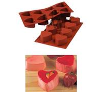 silikomart | SF040 Moule en silicone pour portions individuelles COEUR, antiadhésif, 6 cœurs, Lot de 1 Moule à gâteau, Ø 60 h 35 mm, Made in Italy
