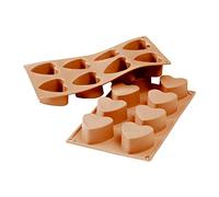 silikomart | SF040 Moule en silicone pour portions individuelles COEUR, antiadhésif, 6 cœurs, Lot de 1 Moule à gâteau, Ø 60 h 35 mm, Made in Italy