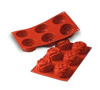 silikomart | SF077 Moule en Silicone pour monoportions ROSE, antiadhésif, 6 cavités, Lot de 1 Moule à gâteau, Ø 76 h 40 mm, Made in Italy, Pêche