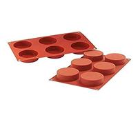 silikomart | SF127 Moule en silicone pour monoportions CYLINDRES | 6 cylindres, Ø 70 h 35 mm, anti-adhérent, Lot de 1 Moule à gâteau, Made in Italy