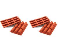 silikomart | SF130 Moule en silicone pour MIDI BÛCHE Monoportions, antiadhésif, 9 Monoportions, Lot de 2 Moule à gâteau, 84 x 32 mm, h 35 mm, Made in Italy, Terre Cuite