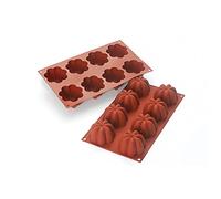 Silikomart | SF154 Moule en silicone pour monoportions CHARLOTTE, antiadhésif, 8 cavités, Lot de 1 Moule à gâteau, Ø 70 h 41 mm Volume 8 x 102 ml Tot. 816 ml, Rouge Brique