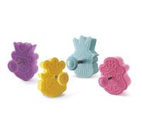 silikomart Wonder Cakes by 70.122.99.0069 Lot de 4 Découpoirs en Plastique Thème Famille Royale, Violet/Jaune/Blue Clair/Rose, 5 x 12 x 12 cm