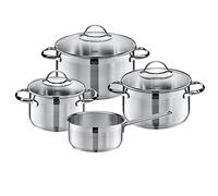 Silit Achat Set de casseroles à Induction 4 pièces, Set de casseroles avec Couvercle en Verre, Acier Inoxydable partiellement Mat, Set de casseroles à Induction Non revêtu