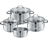 Silit Achat Set de casseroles à Induction 4 pièces, Set de casseroles avec Couvercle en Verre, Acier Inoxydable partiellement Mat, Set de casseroles à Induction Non revêtu