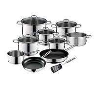 Silit Alicante Set de 10 casseroles avec couvercle en verre, marmite, acier inoxydable poli, induction, lavable au lave-vaisselle