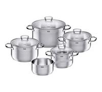 Silit Set de casseroles Tuscany – 5 pièces, inox partiellement mat, induction, couvercles en verre
