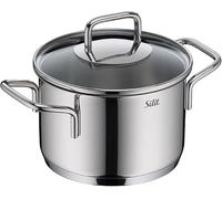 Silit Extra Cook Casserole de 16 cm avec couvercle en verre, échelle intérieure, large bord verseur, acier inoxydable Crominox de qualité supérieure, passe au lave-vaisselle, petite casserole à frire