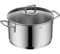 Silit Extra Cook Casserole de 24 cm avec couvercle en verre, échelle intérieure, large bord verseur, acier inoxydable Crominox de qualité supérieure, passe au lave-vaisselle, grande casserole à frire