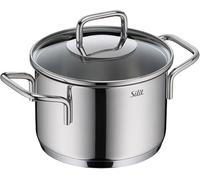 Silit Extra Cook, Casserole 16 cm avec couvercle en verre, graduation intérieure, large bord verseur, acier inoxydable Crominox de haute qualité, résistant au lave-vaisselle, petite casserole, réparti