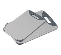 Silit Lot de 2 planches à découper en plastique avec rainure de jus, poignée de suspension/poignée de transport, 2 tailles, n'abîme pas les lames