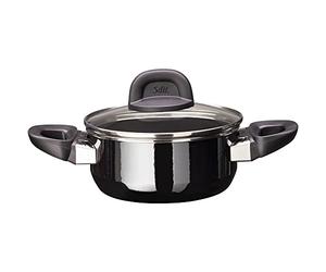 Silit Modesto Line marmite petite 16 cm, couvercle en verre, rôtissoire induction 1,3 l, céramique fonctionnelle Silargan, noir