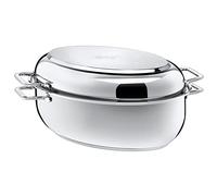 Silit Plat à rôtir avec couvercle adapté au four, 7,7 l, plat à rôtir ovale, plat à rôtir en acier inoxydable, couvercle à induction, cocotte 38 x 26 x 12,2 cm