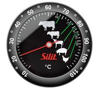 Silit Sensero Thermomètre à viande analogique 6,2 cm, thermomètre à rôtir avec marquage du point de cuisson pour steak, bœuf, veau, agneau, porc, volaille, sonde jusqu'à 110°C