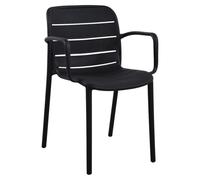 Silja chaise de jardin avec accoudoirs empilable noir.