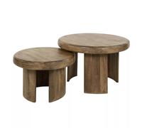 SILKA - Set de 2 tables basses rondes en bois marron Marron