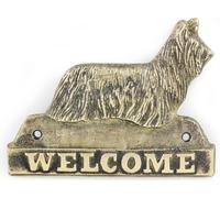 Silky terrier - plaque de porte avec chien, plaque de bienvenue en laiton, plaque exceptionnelle avec l'inscription « Welcome » de la marque Art-Dog