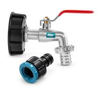 Sillar Adaptateur IBC S60x6 avec robinet 3/4 et raccord rapide 1/2-3/4 | Kit pour cuve IBC, récupérateur et fût d’eau, avec joint torique et raccord de robinet 1/2 et 3/4 pour raccord rapide