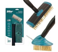 Sillar Brosse à Désherber, 2X Brosses pour Joints avec Poils en Fil de Fer avec Manche Télescopique 80-140cm, Gratte-Joint, Brosse Métallique à Désherber, Nettoyeur de Joints Enlève-Mauvaises Herbes