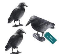 Sillar Corbeau Noir, Répulsif Pigeons en Plastique 3 Pièces, Corbeau Assis | Répulsif Oiseaux & Balcony Decoration, Naturel Antiparasitaire Protection | Repousser, Effrayeur d'oiseaux, Épouvantail