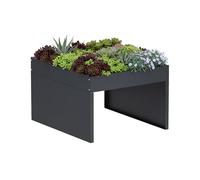 Sillar Garage pour Robot de Tonte avec bac à Plantes- Garage en métal résistant aux intempéries, Protection Contre Le Vent et Les UV, abri Jardin pour Tondeuse à Gazon, Anthracite, 70×60×42,2cm