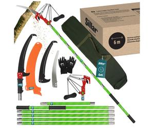 Sillar - Kit de scie télescopique pour branches de 6 m avec sécateur à câble + 3 lames de scie – Scie d'élagage de jardin