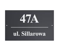 Sillar Plaque de Numéro de Maison avec Nom de Rue Argenté | Plaque de porte avec gravure personnalisée - nom de rue, nom et numéro au choix | Résistante aux UV | Dimensions : 20 cm x 32 cm