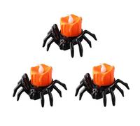Silpio Bougie Araignée d'halloween Polyvalente LED Plastique | Lot de 3 veilleuses araignée, ambiance sinistre et éclairage doux pour maison hantée.