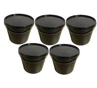 SILPLAST 5 x 5 litres de seaux avec couvercle noir, seaux en plastique pour aliments, chimie, farine, seaux à lait, à miel, à eau, récipients de stockage empilable en plastique