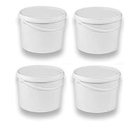 Silplast Lot de 4 seaux de 10 litres avec couvercle blanc - Lot de 4 seaux à lait/stockage empilables - Seau à miel - En plastique alimentaire - Pour farine - Seau à eau
