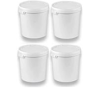 Silplast Lot de 4 seaux de 30 litres avec couvercle blanc - Lot de 4 seaux à lait/stockage empilables - Seau à miel en plastique - Distributeur alimentaire - Seau vide pour farine