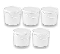 Silplast Lot de 5 seaux de 10 litres avec couvercle blanc - Lot de 5 seaux à lait/stockage empilables - Seau à miel - En plastique alimentaire - Pour farine - Seau à eau