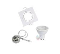 Silumen Kit Spot LED GU10 Orientable Carré BLANC avec Ampoule LED 8W - Blanc Froid 6000K - 8000K