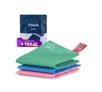 Silva Lot de 3 Chiffons Microfibre 42x42 cm - Lavettes de Nettoyage Haute Qualité pour Vitres, Miroirs, Cuisine et Voiture - Chiffons Anti-Poussière, Absorbants, Réutilisables et sans Peluches