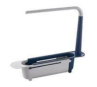 SILVANO Organisateur égouttoir à ustensiles rétractable et Amovible pour évier (Blanc&Bleu)