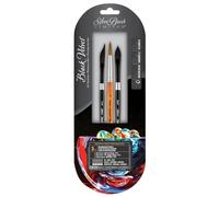 Silver Brush Limited - Assortiment de 3 pinceaux pour l’Aquarelle WC-3206S Black Velvet - Golden Natural Rond Taille 8, Black Velvet Langue de Chat Taille 3/8" et épée Taille 1/4"