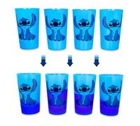 Silver Buffalo Disney Lilo and Stitch Lot de 4 tasses à changement de couleur Motif fleurs Bleu 591 ml