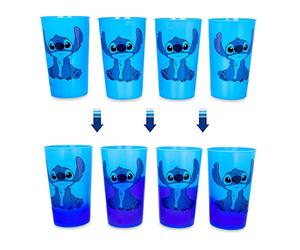 Silver Buffalo Disney Lilo and Stitch Lot de 4 tasses à changement de couleur Motif fleurs Bleu 591 ml