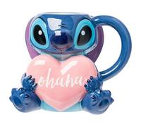 Silver Buffalo Disney Lilo et Stitch Ohana Tasse en céramique sculptée 3D Motif cœur 590 ml